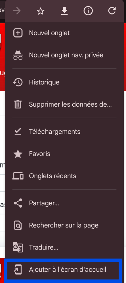 Ajouter à l'écran d'accueil