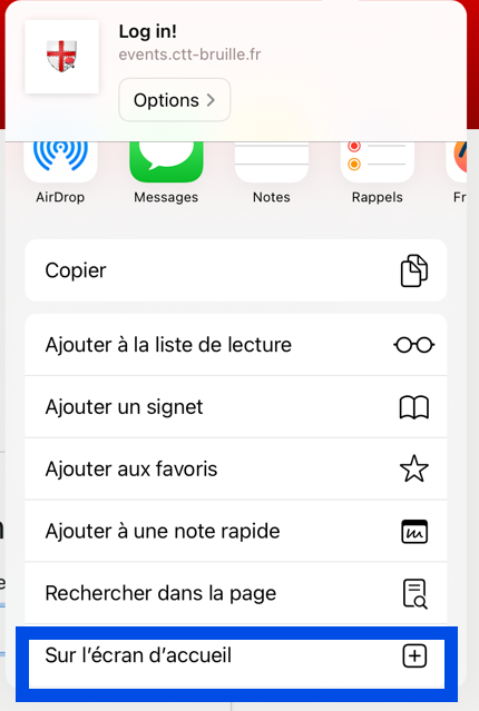 Sur l'écran d'accueil
